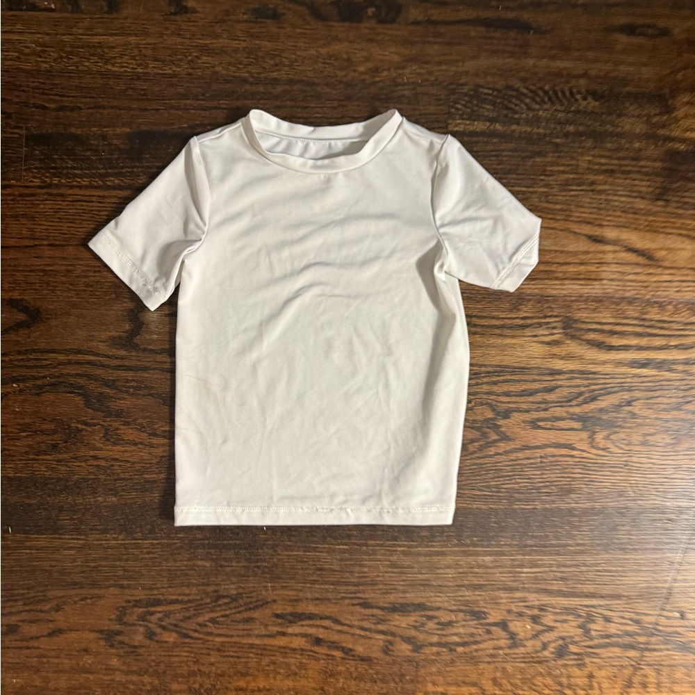 Cat & Jack Soft White Short Sleeve Tee swimming shirt 4T